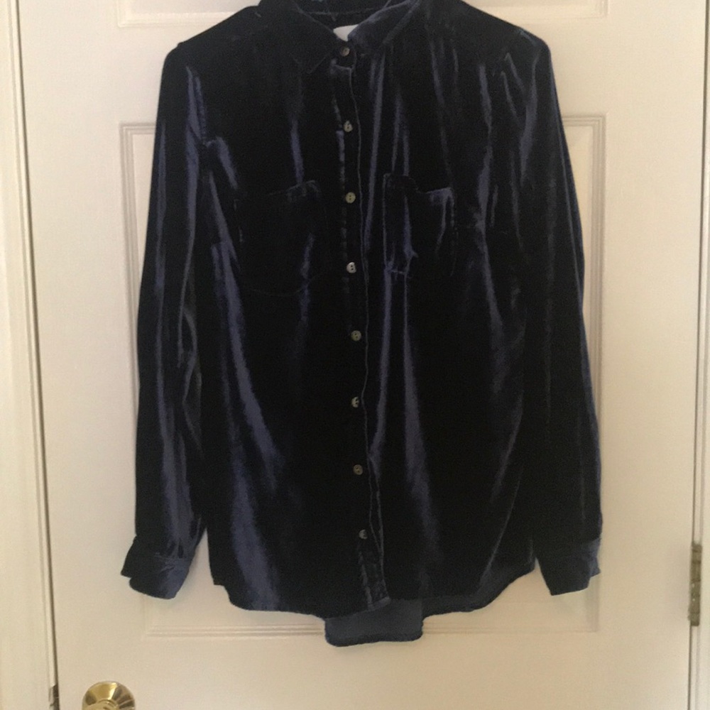 Blue Sonoma Velvet Button Up Long Sleeve Shirt